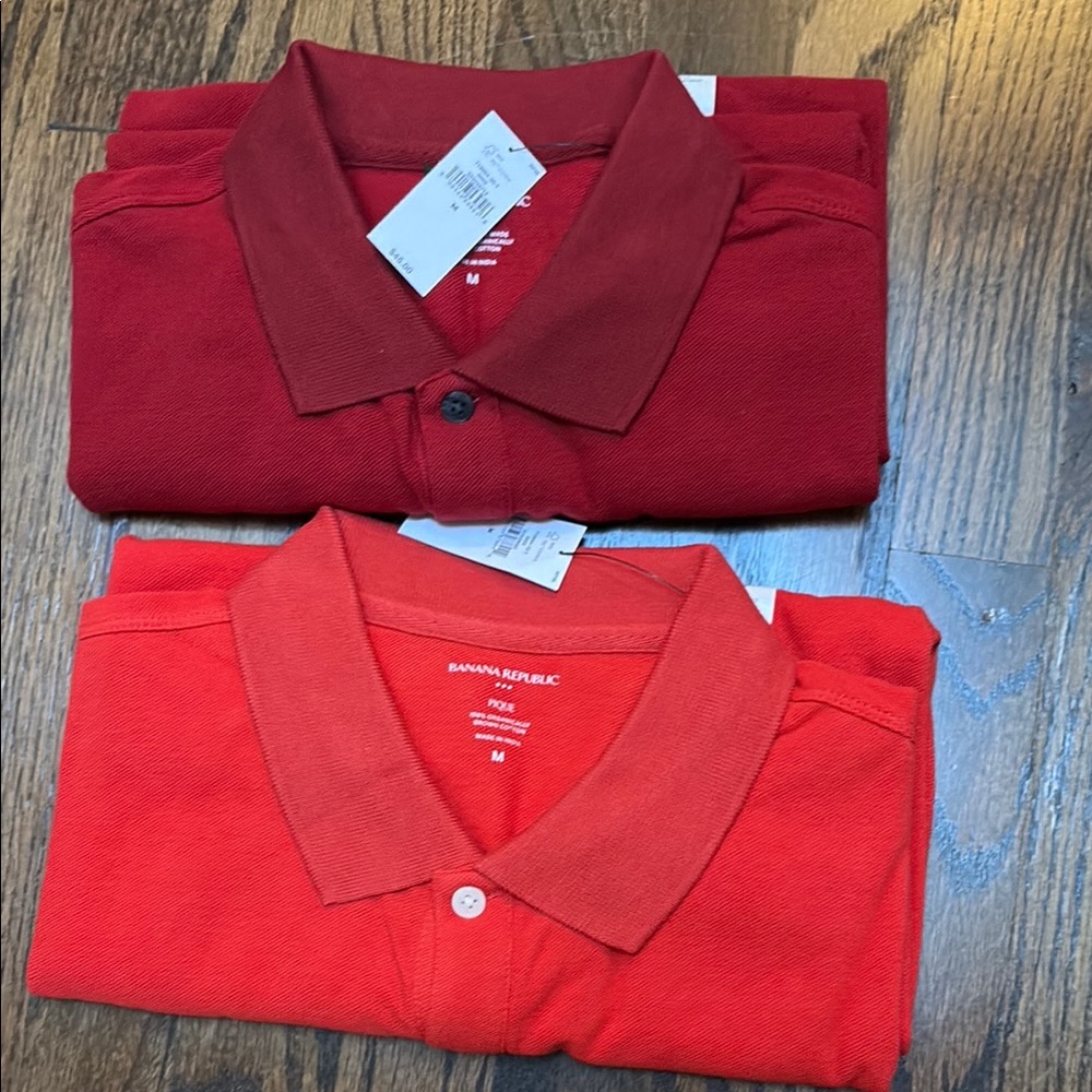 Two Banana Republic Factory Pique Polos NWT
